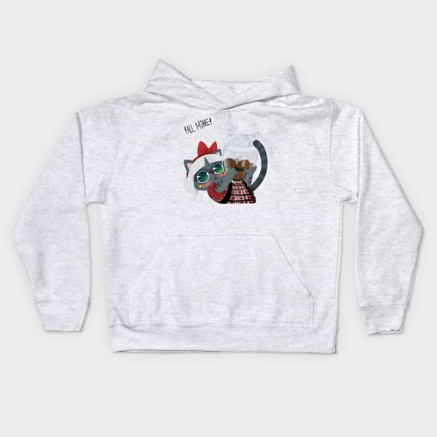 Christmas Cookie Cat Kids Hoodie by BBvineart